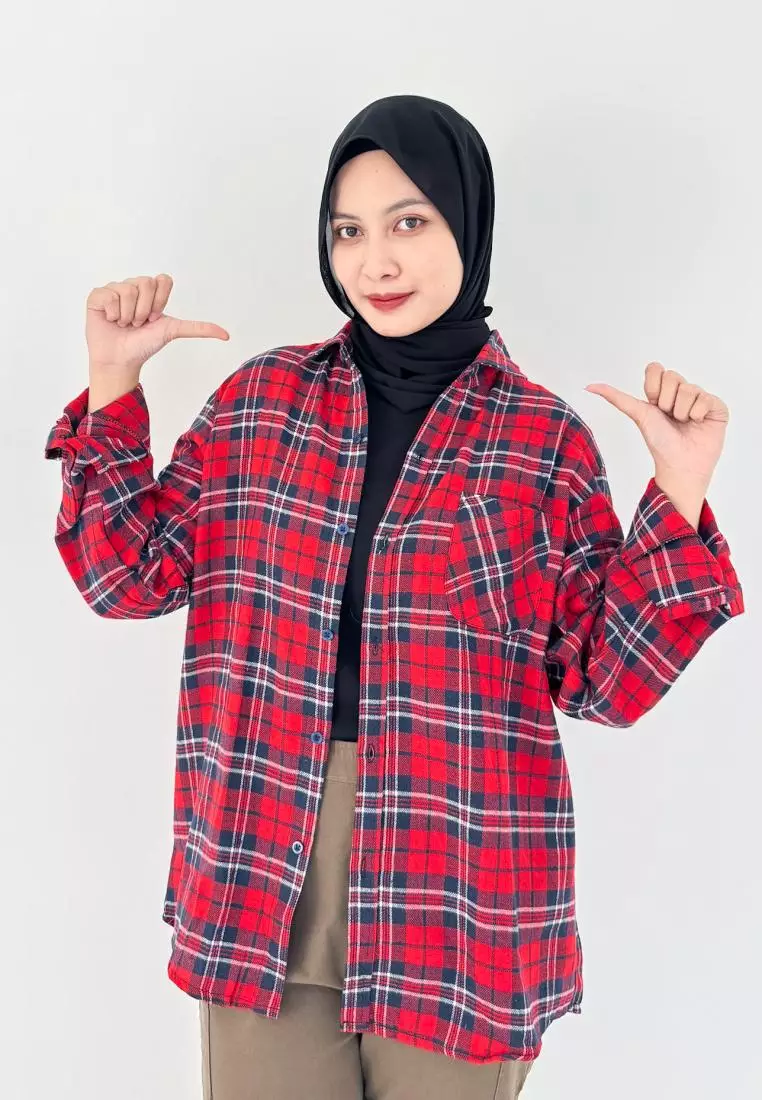 Kemeja Flanel Merah